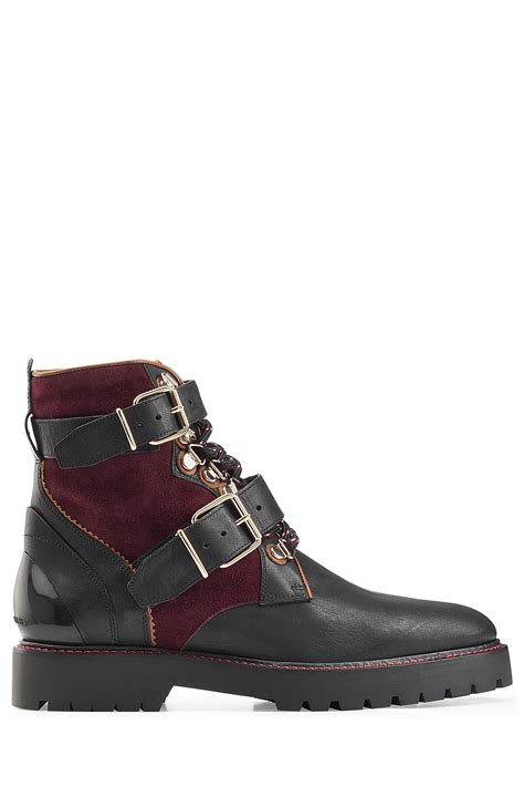 burberry booties navy black and red suede|burberry leather boots.